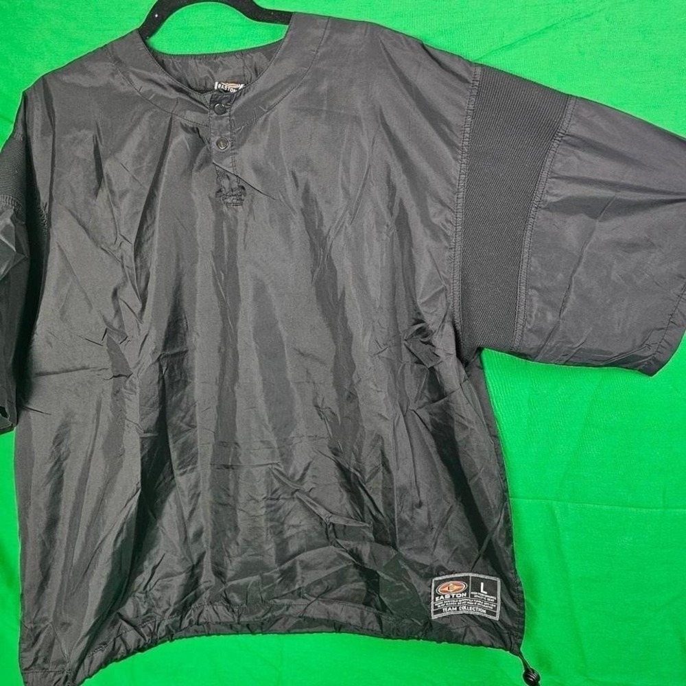 Easton Mens Short Sleeve Windshirt Black Baseball Pullover Jacket Large